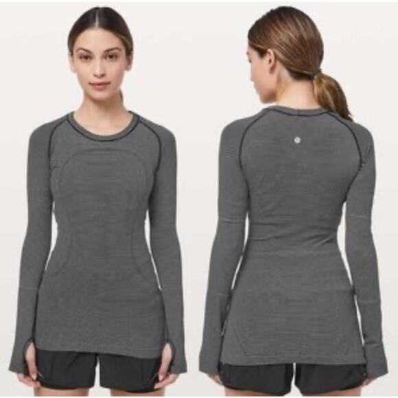 LULULEMON Yoga Run Long Sleeve Swiftly Tech Shirt Heathered Gray Thumb Holes - Picture 2 of 13